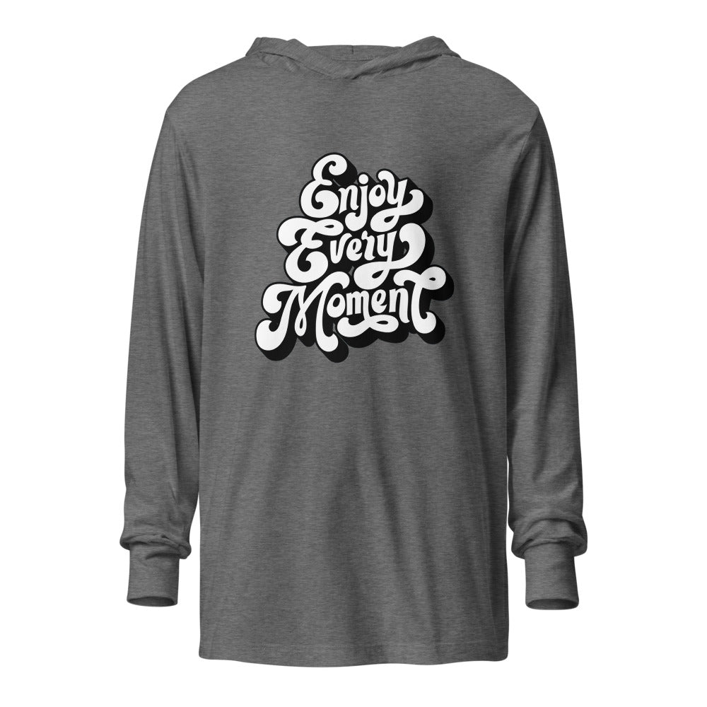 Enjoy every moments white | Unisex Hooded Long Sleeve Tee | Bella Canvas 3512