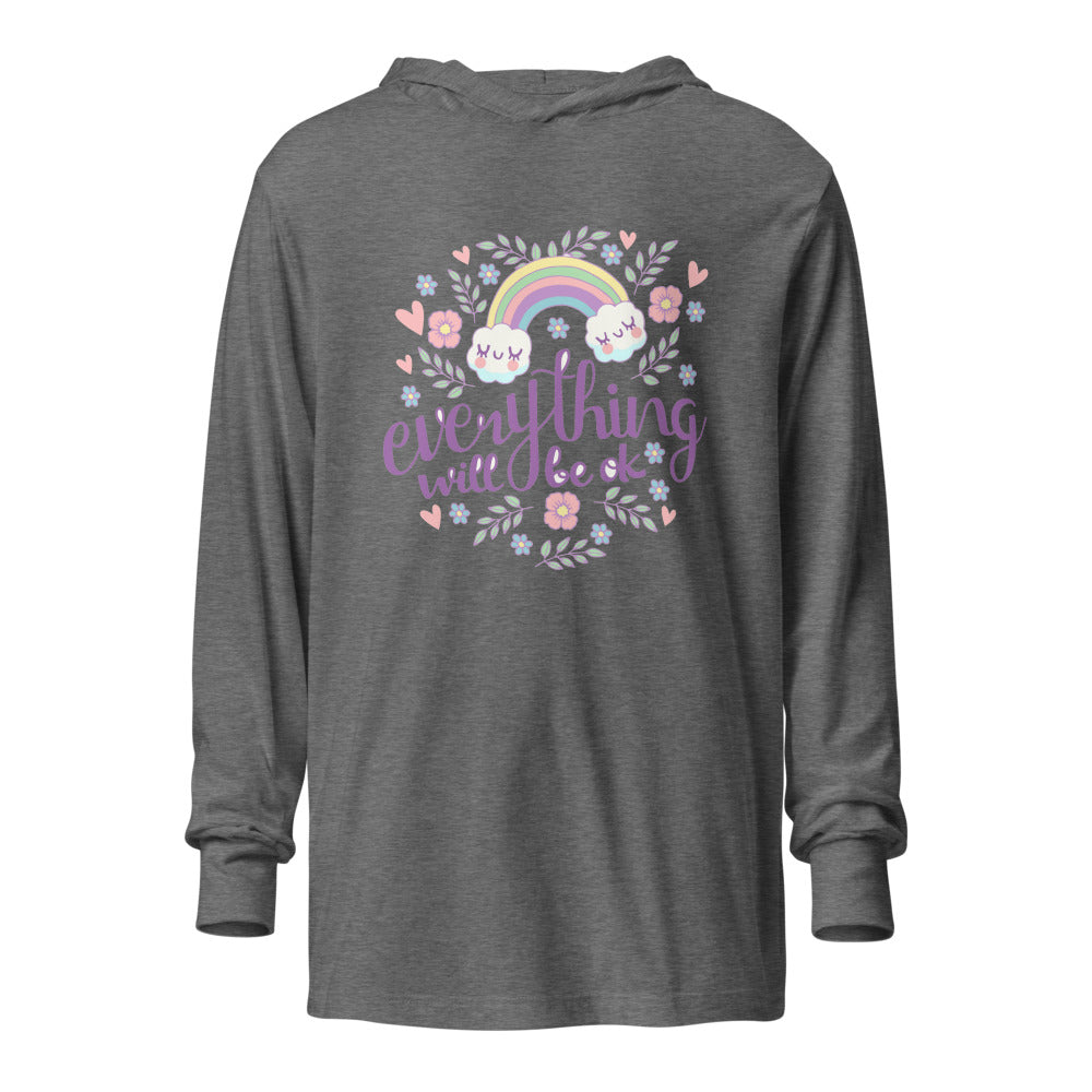 Rainbow - Everything will be ok | Unisex Hooded Long Sleeve Tee | Bella Canvas 3512
