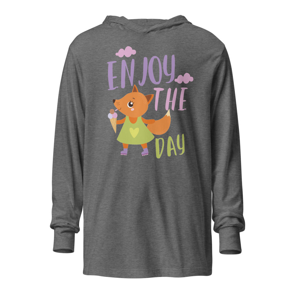 Orange fox - Ẹnoy the day | Unisex Hooded Long Sleeve Tee | Bella Canvas 3512