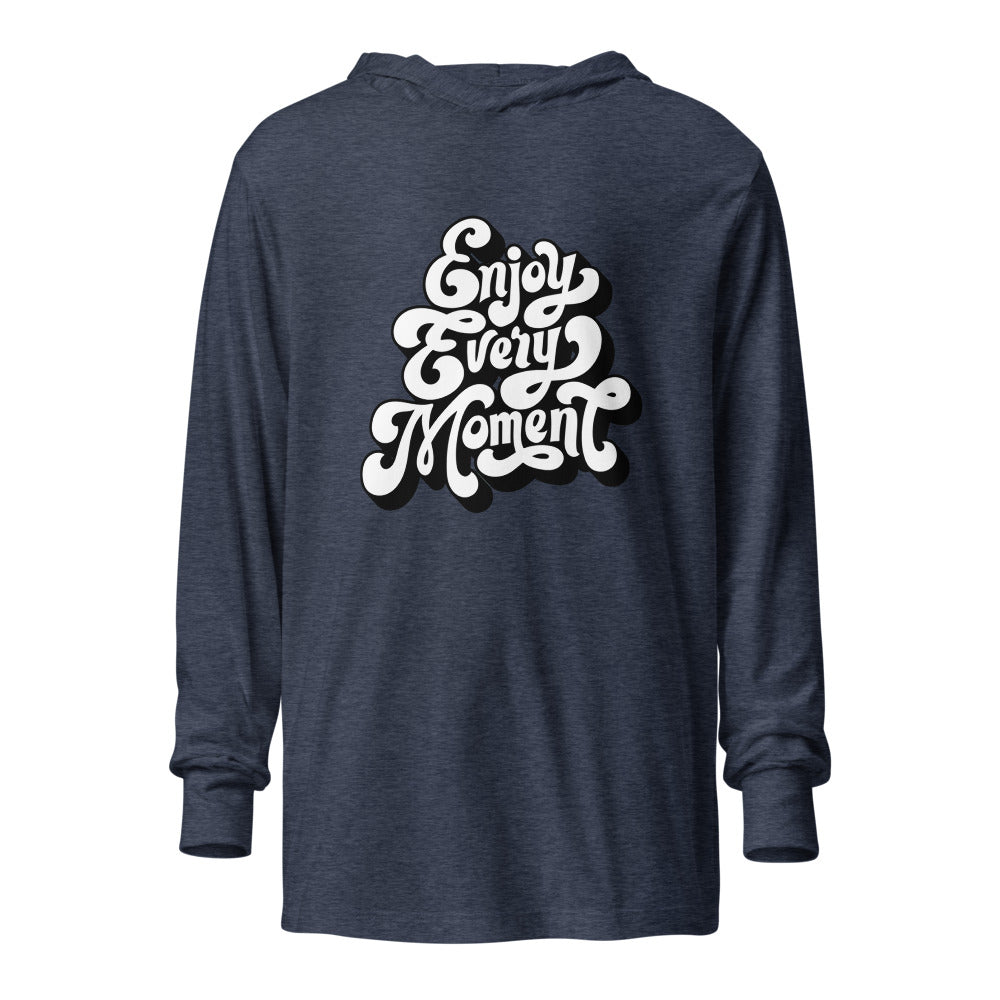 Enjoy every moments white | Unisex Hooded Long Sleeve Tee | Bella Canvas 3512
