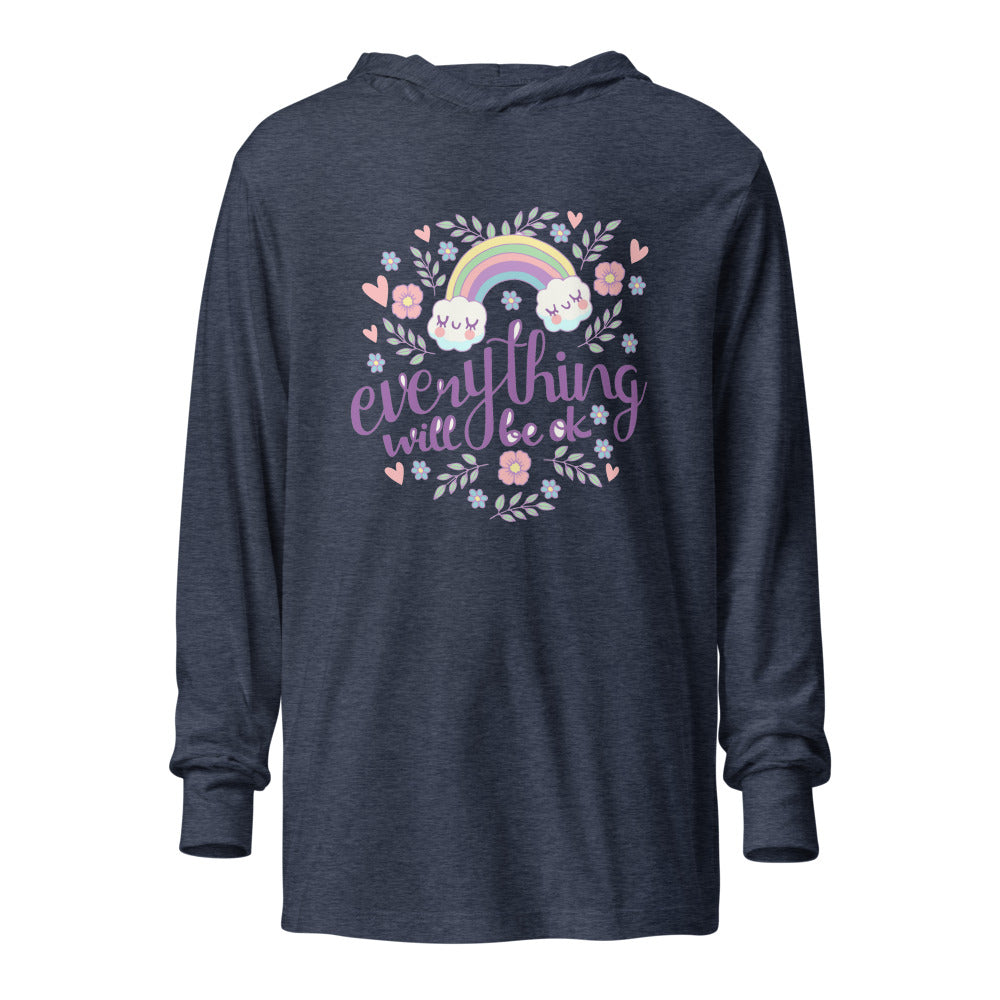 Rainbow - Everything will be ok | Unisex Hooded Long Sleeve Tee | Bella Canvas 3512