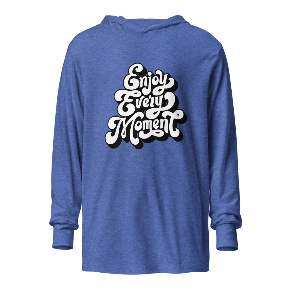 Enjoy every moments white | Unisex Hooded Long Sleeve Tee | Bella Canvas 3512