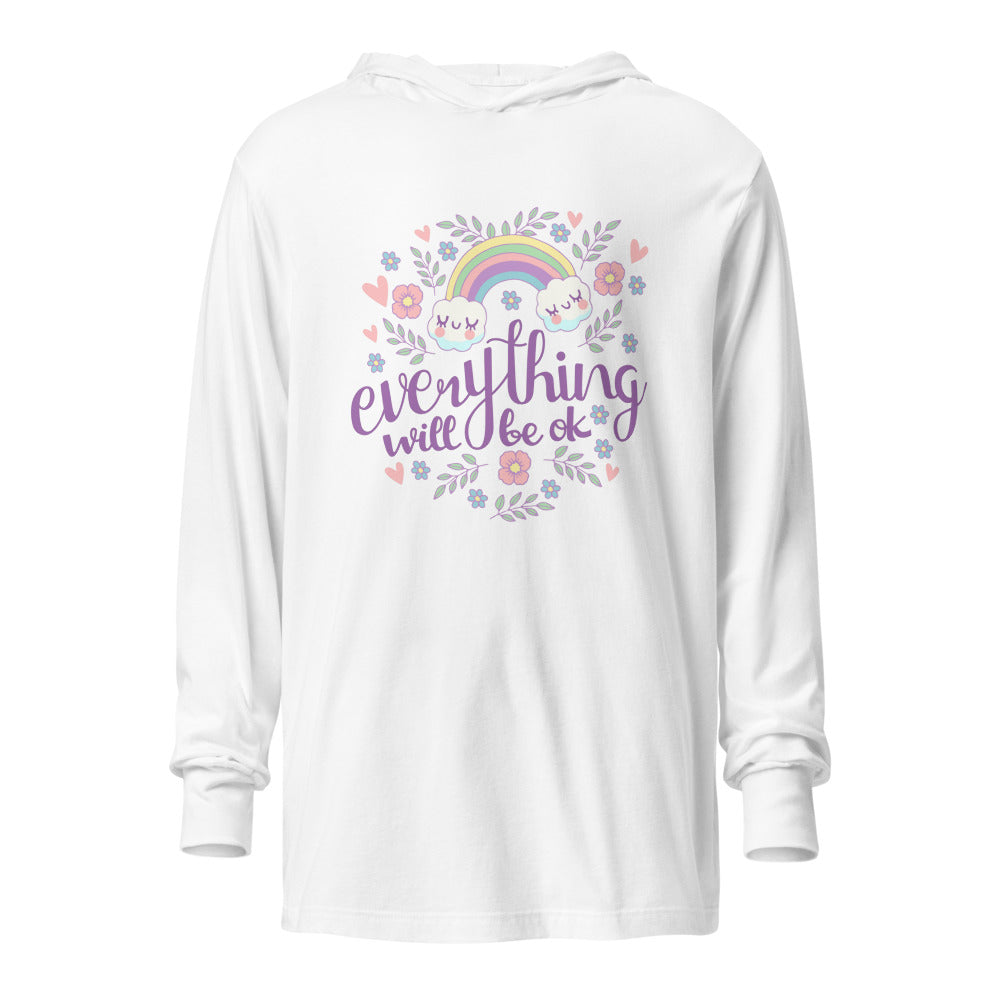 Rainbow - Everything will be ok | Unisex Hooded Long Sleeve Tee | Bella Canvas 3512