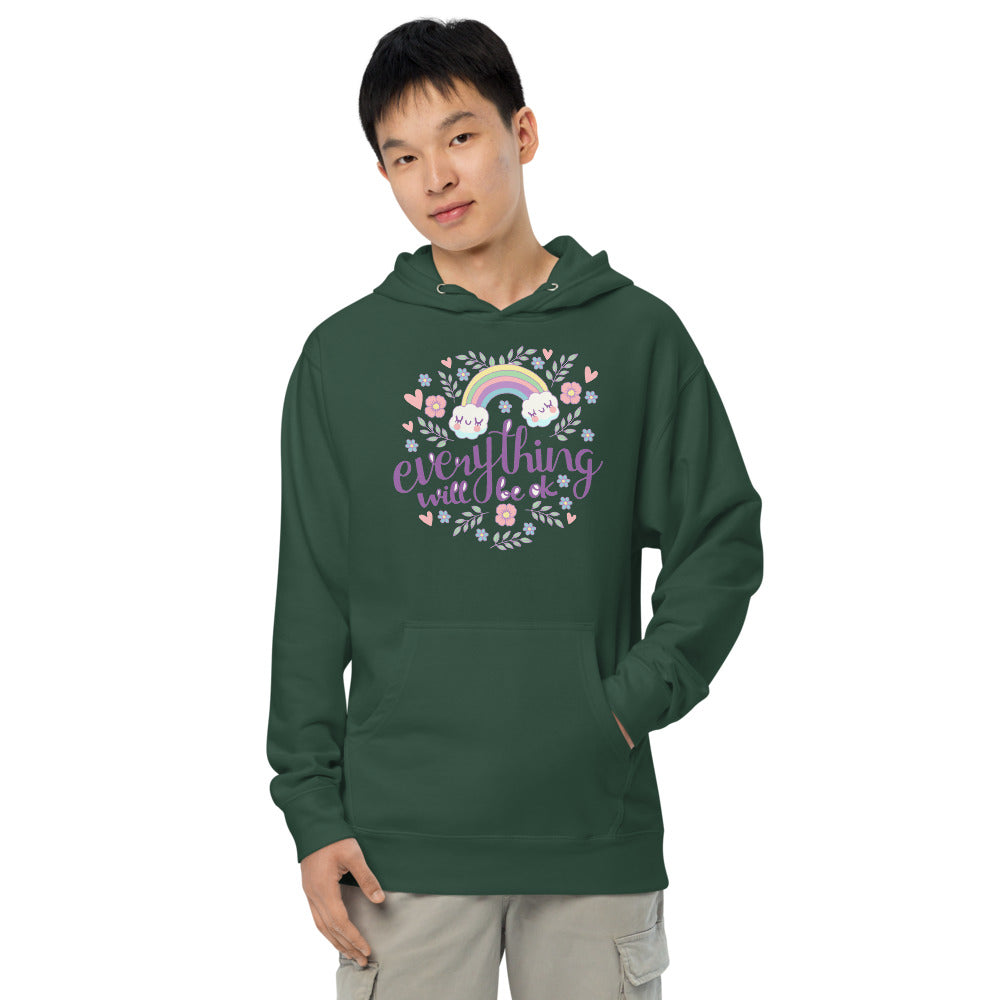 Rainbow - Everything will be ok | Unisex Midweight Hoodie | Independent Trading Co. SS4500
