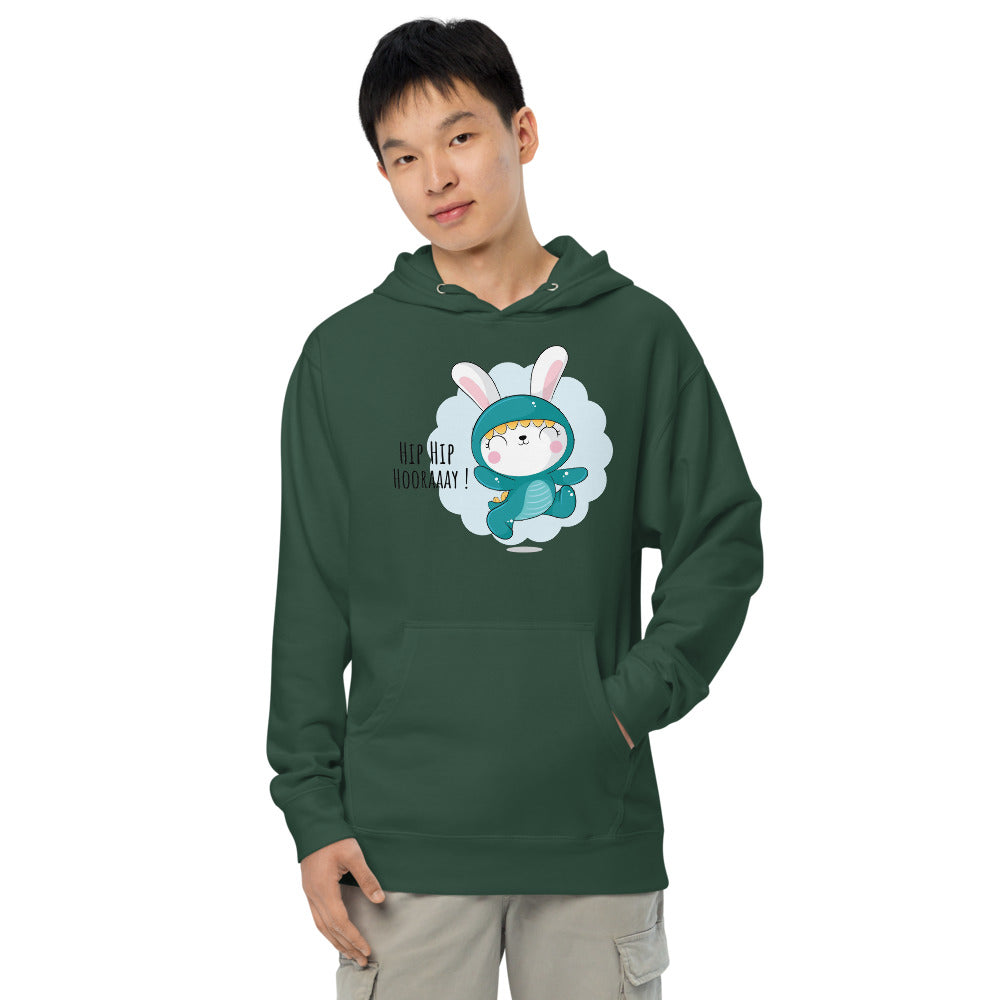 Green rabbit - HIP HIP HOORAAAY | Unisex Midweight Hoodie | Independent Trading Co. SS4500