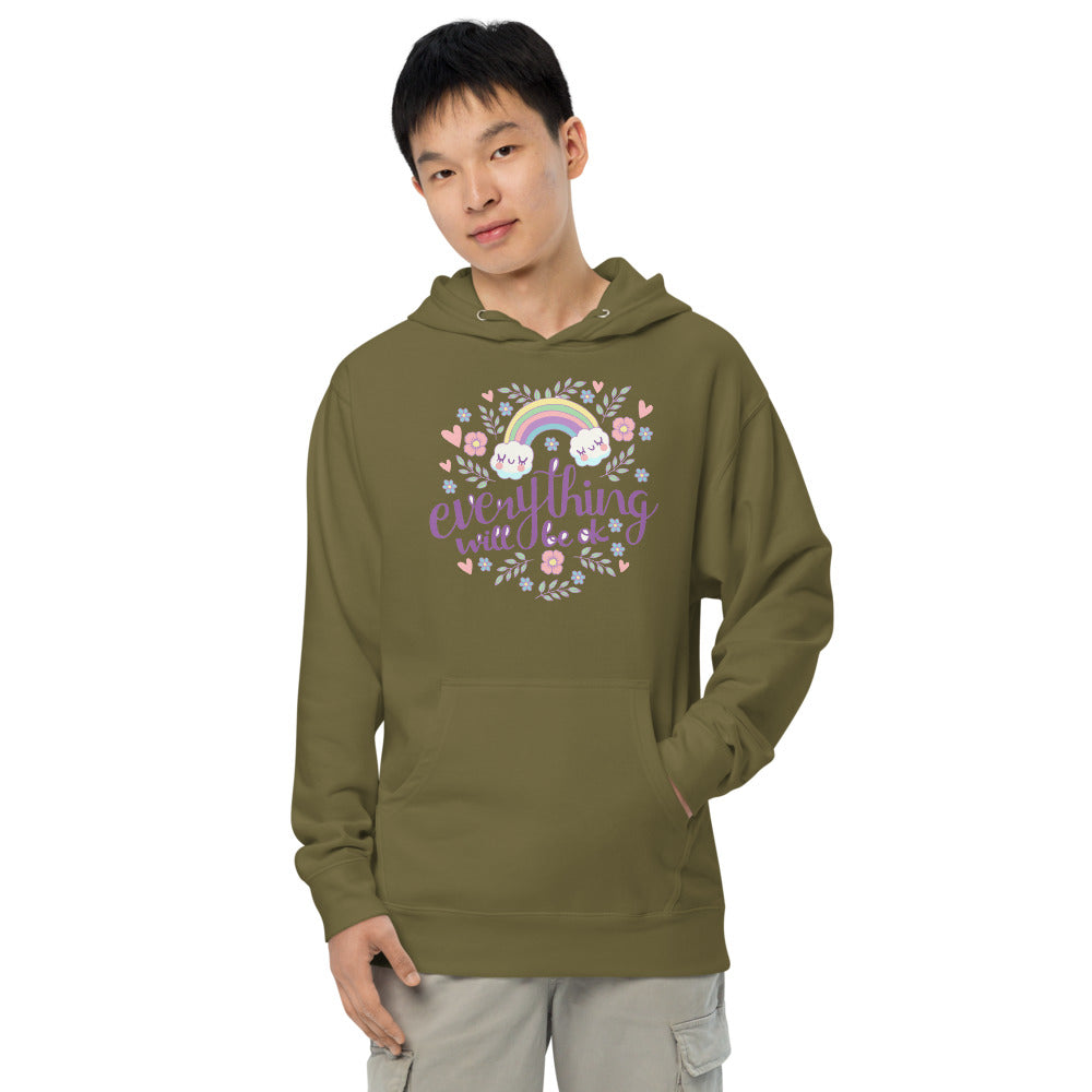 Rainbow - Everything will be ok | Unisex Midweight Hoodie | Independent Trading Co. SS4500