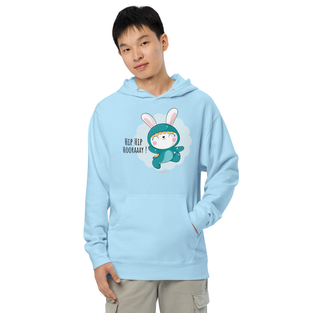 Green rabbit - HIP HIP HOORAAAY | Unisex Midweight Hoodie | Independent Trading Co. SS4500