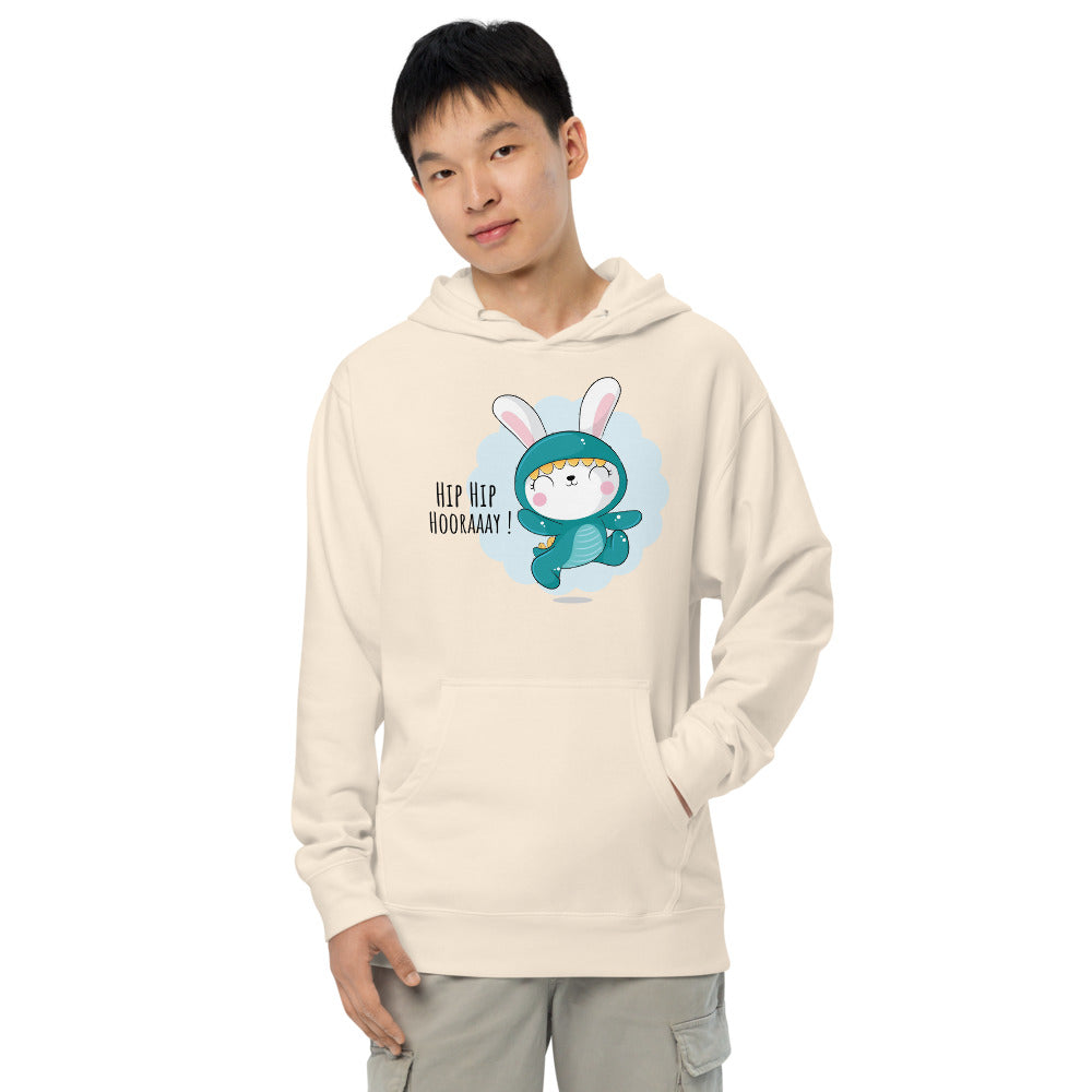 Green rabbit - HIP HIP HOORAAAY | Unisex Midweight Hoodie | Independent Trading Co. SS4500