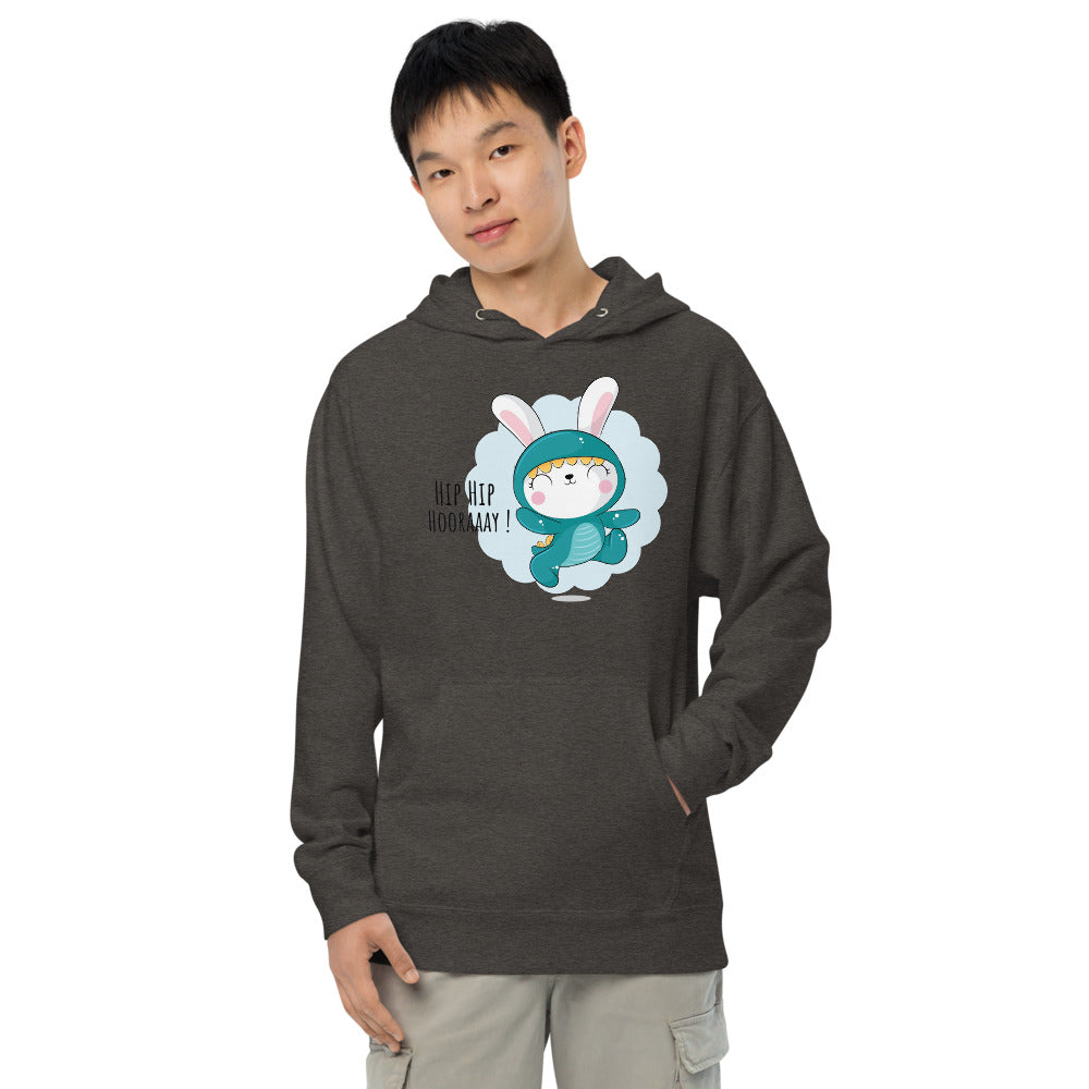 Green rabbit - HIP HIP HOORAAAY | Unisex Midweight Hoodie | Independent Trading Co. SS4500