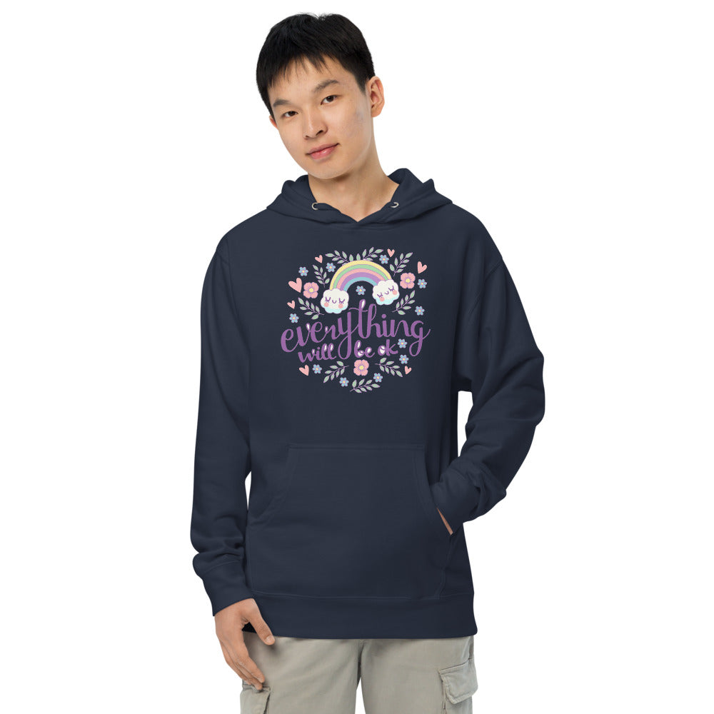 Rainbow - Everything will be ok | Unisex Midweight Hoodie | Independent Trading Co. SS4500