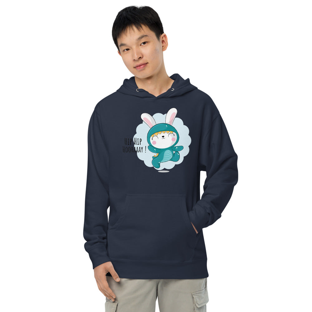 Green rabbit - HIP HIP HOORAAAY | Unisex Midweight Hoodie | Independent Trading Co. SS4500