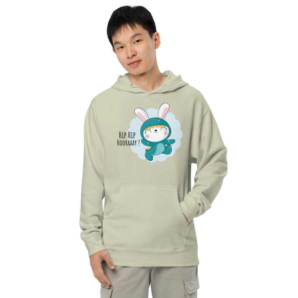 Green rabbit - HIP HIP HOORAAAY | Unisex Midweight Hoodie | Independent Trading Co. SS4500