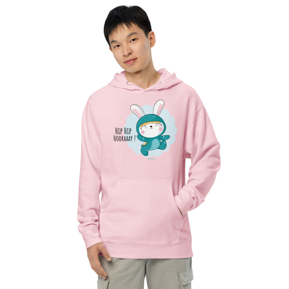Green rabbit - HIP HIP HOORAAAY | Unisex Midweight Hoodie | Independent Trading Co. SS4500