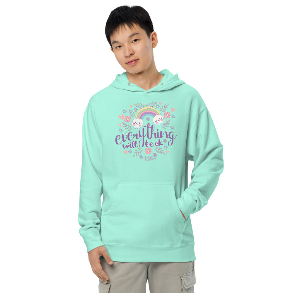 Rainbow - Everything will be ok | Unisex Midweight Hoodie | Independent Trading Co. SS4500