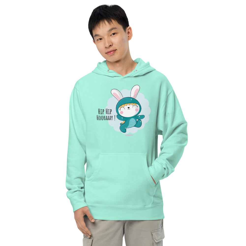 Green rabbit - HIP HIP HOORAAAY | Unisex Midweight Hoodie | Independent Trading Co. SS4500