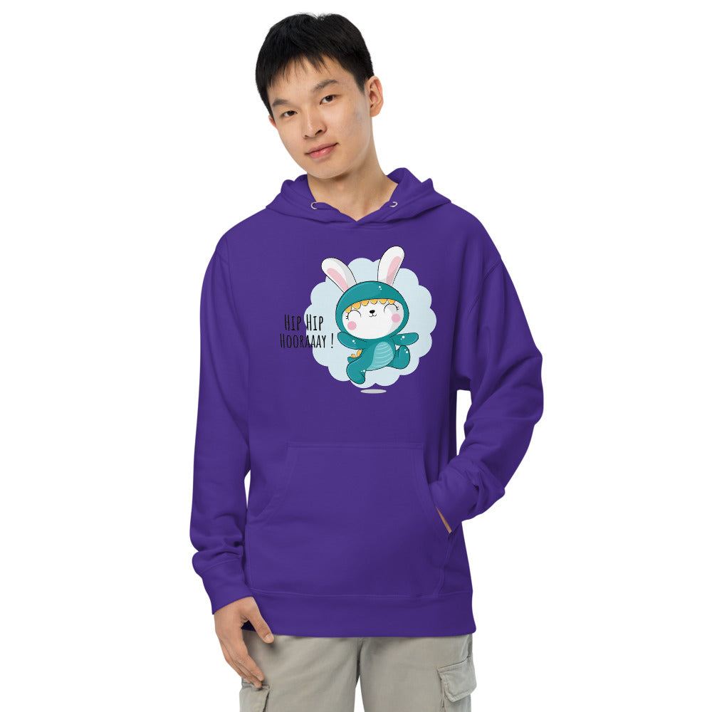 Green rabbit - HIP HIP HOORAAAY | Unisex Midweight Hoodie | Independent Trading Co. SS4500