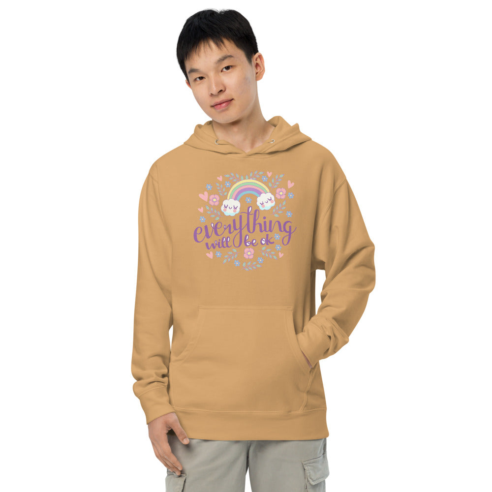 Rainbow - Everything will be ok | Unisex Midweight Hoodie | Independent Trading Co. SS4500
