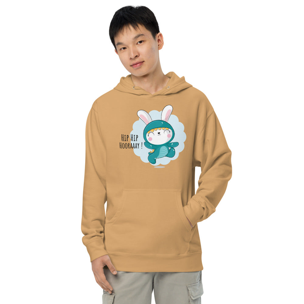 Green rabbit - HIP HIP HOORAAAY | Unisex Midweight Hoodie | Independent Trading Co. SS4500