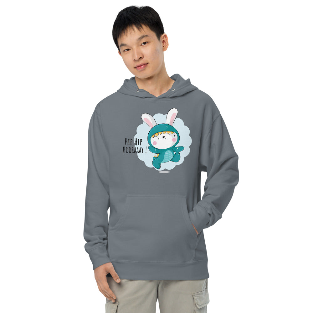 Green rabbit - HIP HIP HOORAAAY | Unisex Midweight Hoodie | Independent Trading Co. SS4500