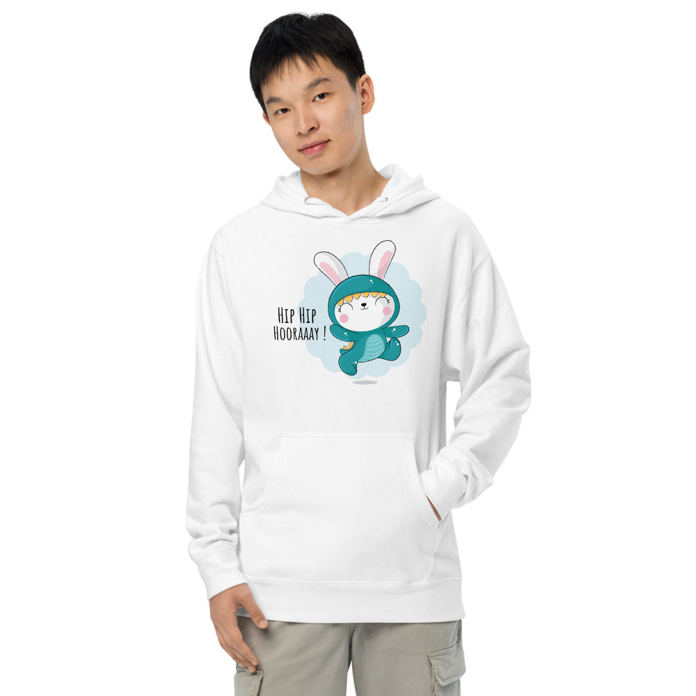 Green rabbit - HIP HIP HOORAAAY | Unisex Midweight Hoodie | Independent Trading Co. SS4500