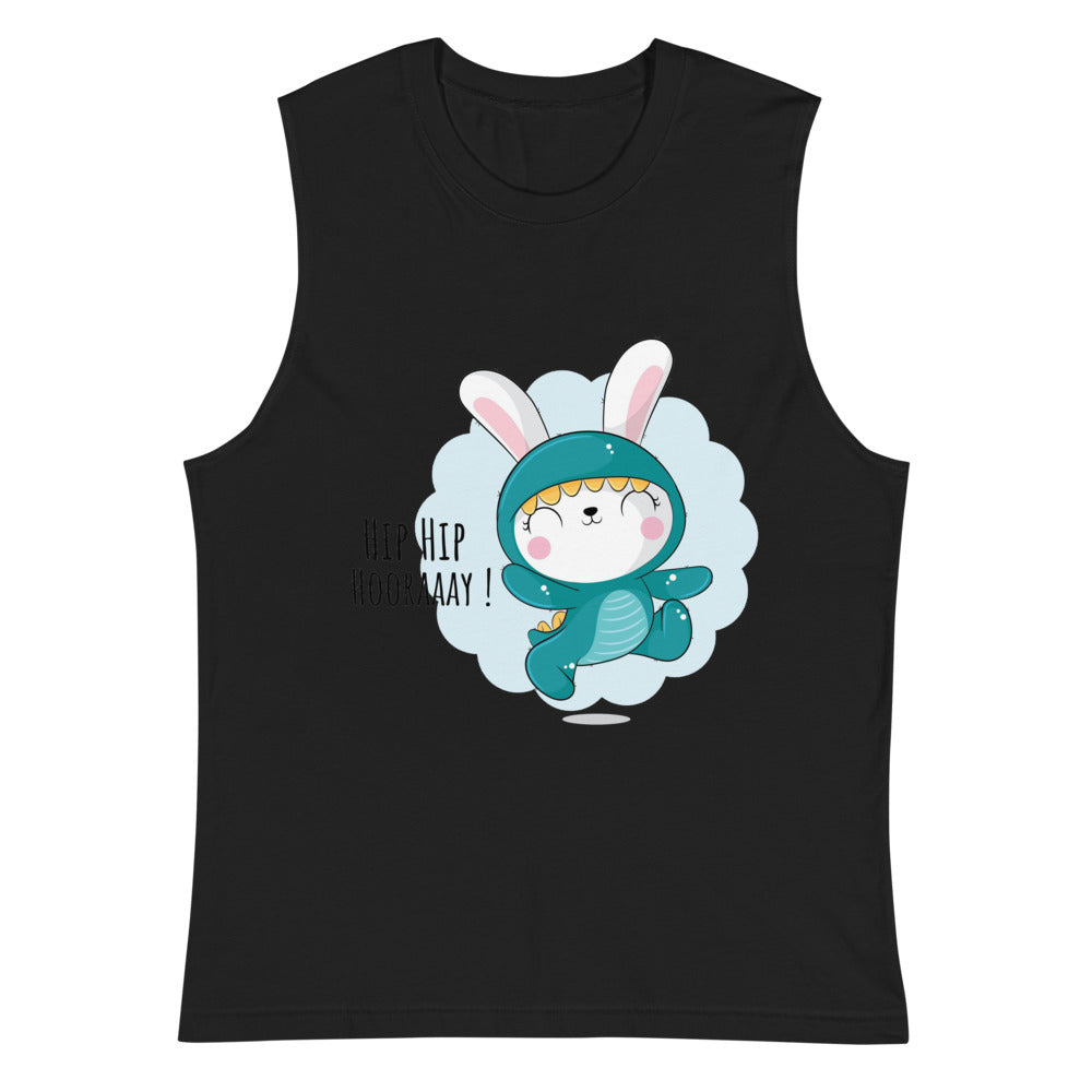 Green rabbit - HIP HIP HOORAAAY | Unisex Muscle Shirt | Bella + Canvas 3483