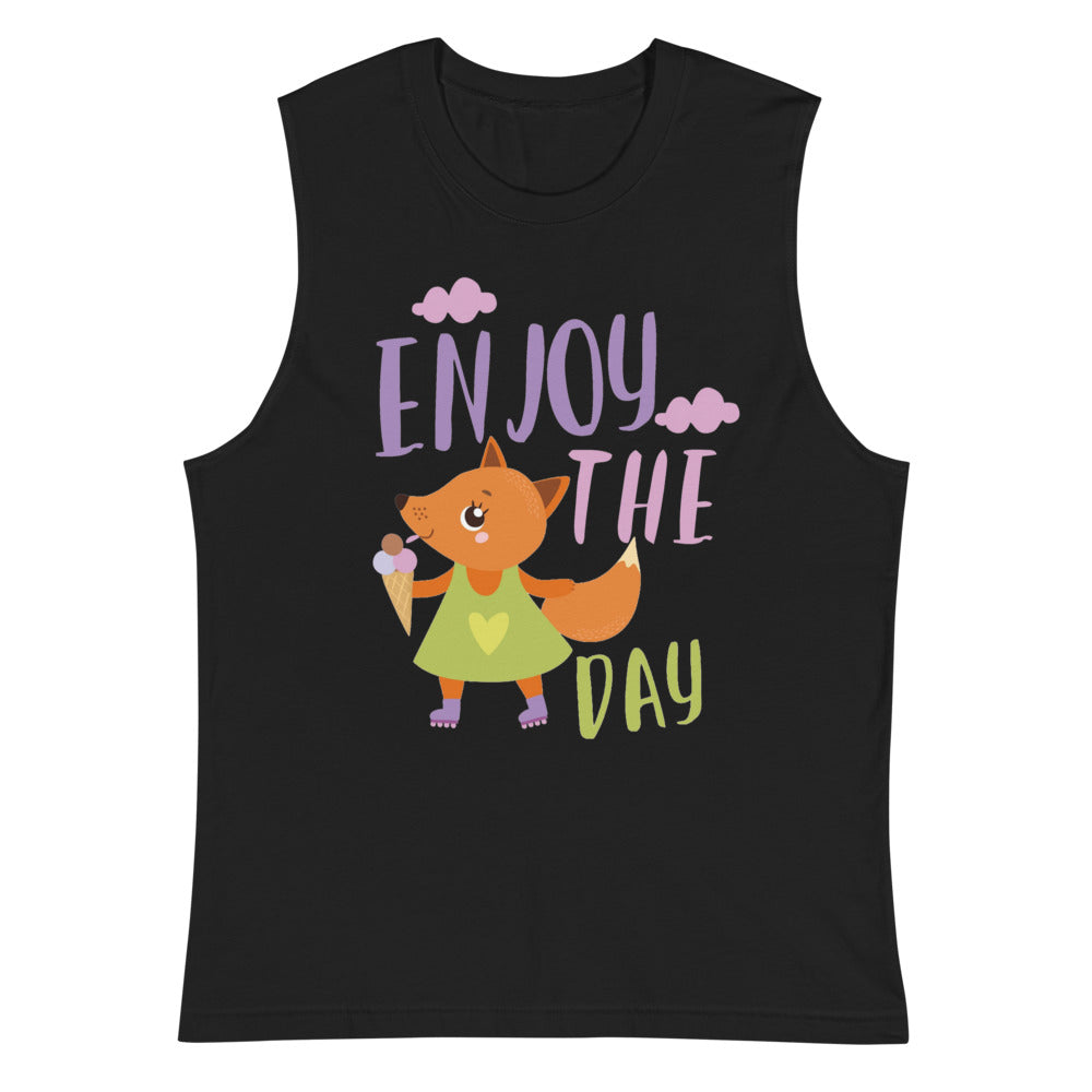 Orange fox - Ẹnoy the day | Unisex Muscle Shirt | Bella + Canvas 3483