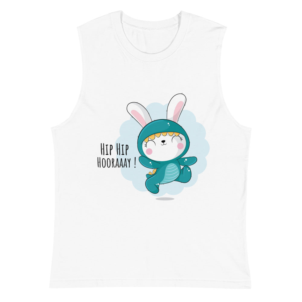 Green rabbit - HIP HIP HOORAAAY | Unisex Muscle Shirt | Bella + Canvas 3483