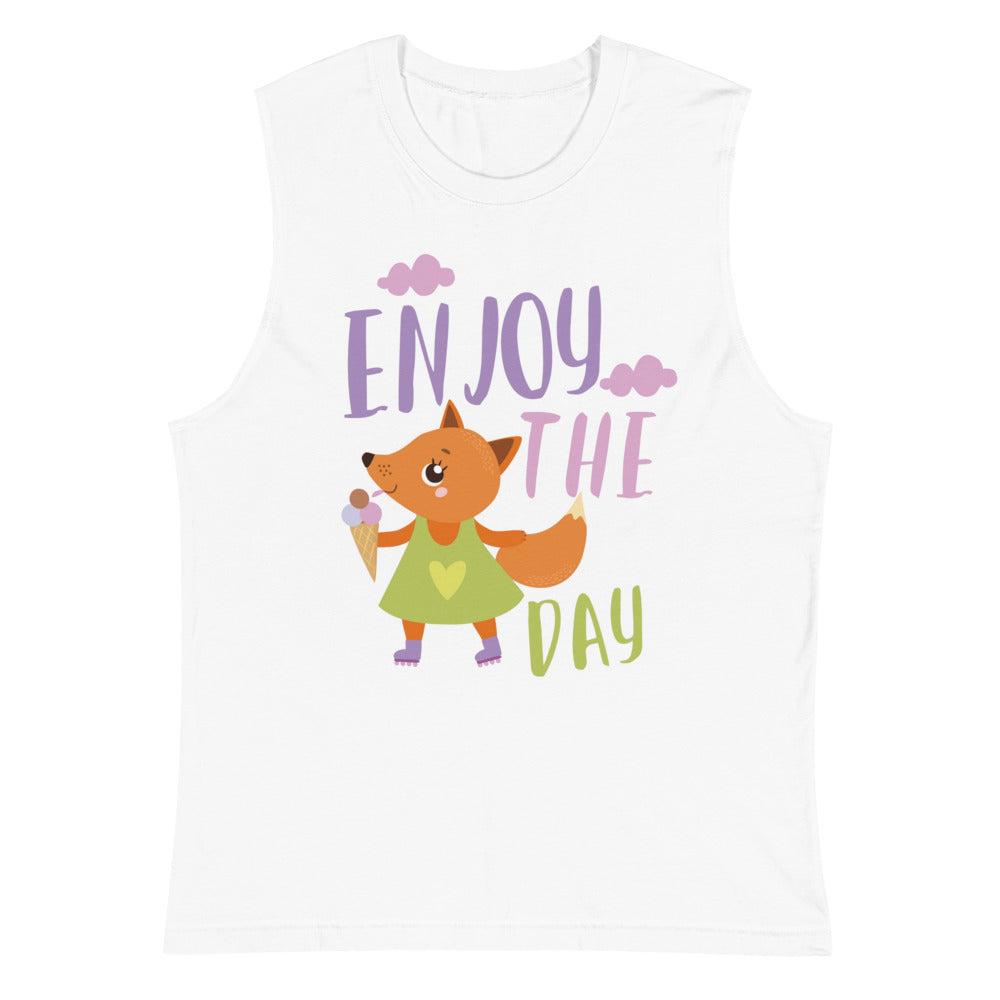 Orange fox - Ẹnoy the day | Unisex Muscle Shirt | Bella + Canvas 3483