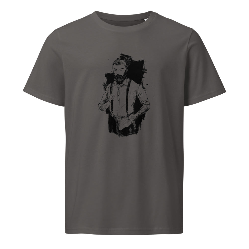 Black & White bearded man suit | Unisex Organic Mid-Light Crafter T-Shirt | Stanley/Stella SATU007