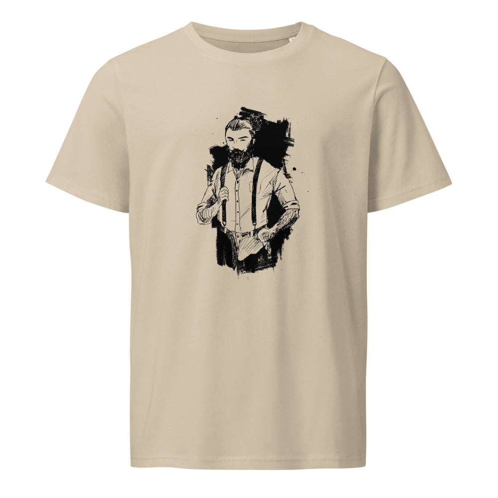 Black & White bearded man suit | Unisex Organic Mid-Light Crafter T-Shirt | Stanley/Stella SATU007