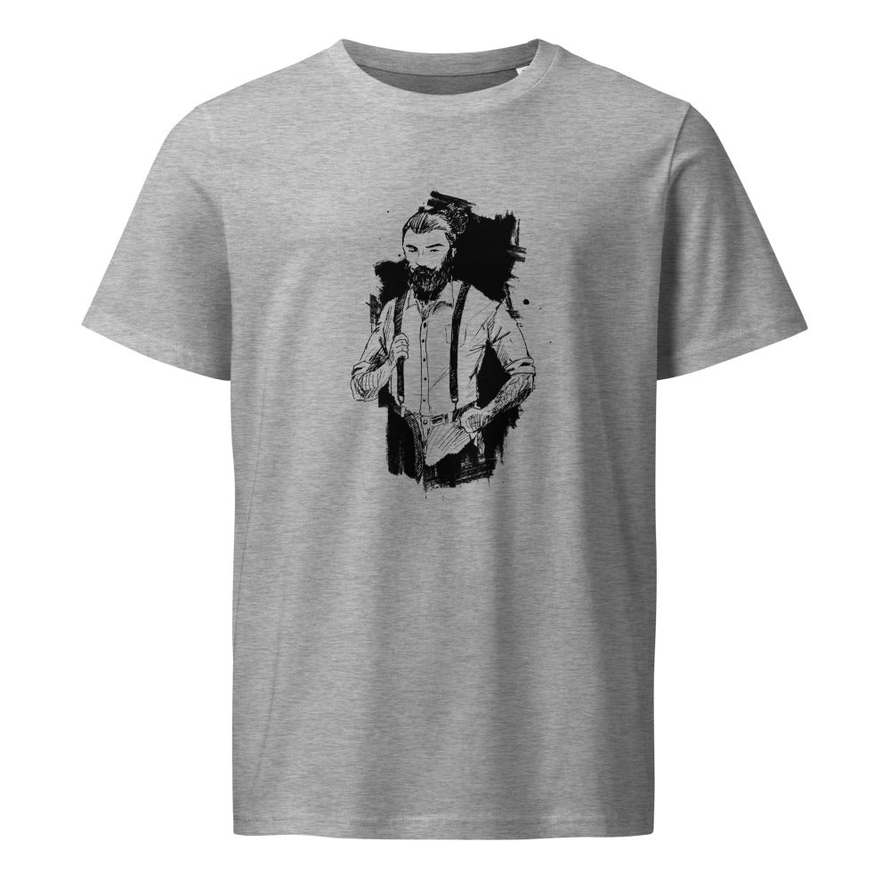 Black & White bearded man suit | Unisex Organic Mid-Light Crafter T-Shirt | Stanley/Stella SATU007