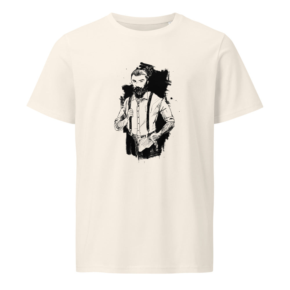 Black & White bearded man suit | Unisex Organic Mid-Light Crafter T-Shirt | Stanley/Stella SATU007