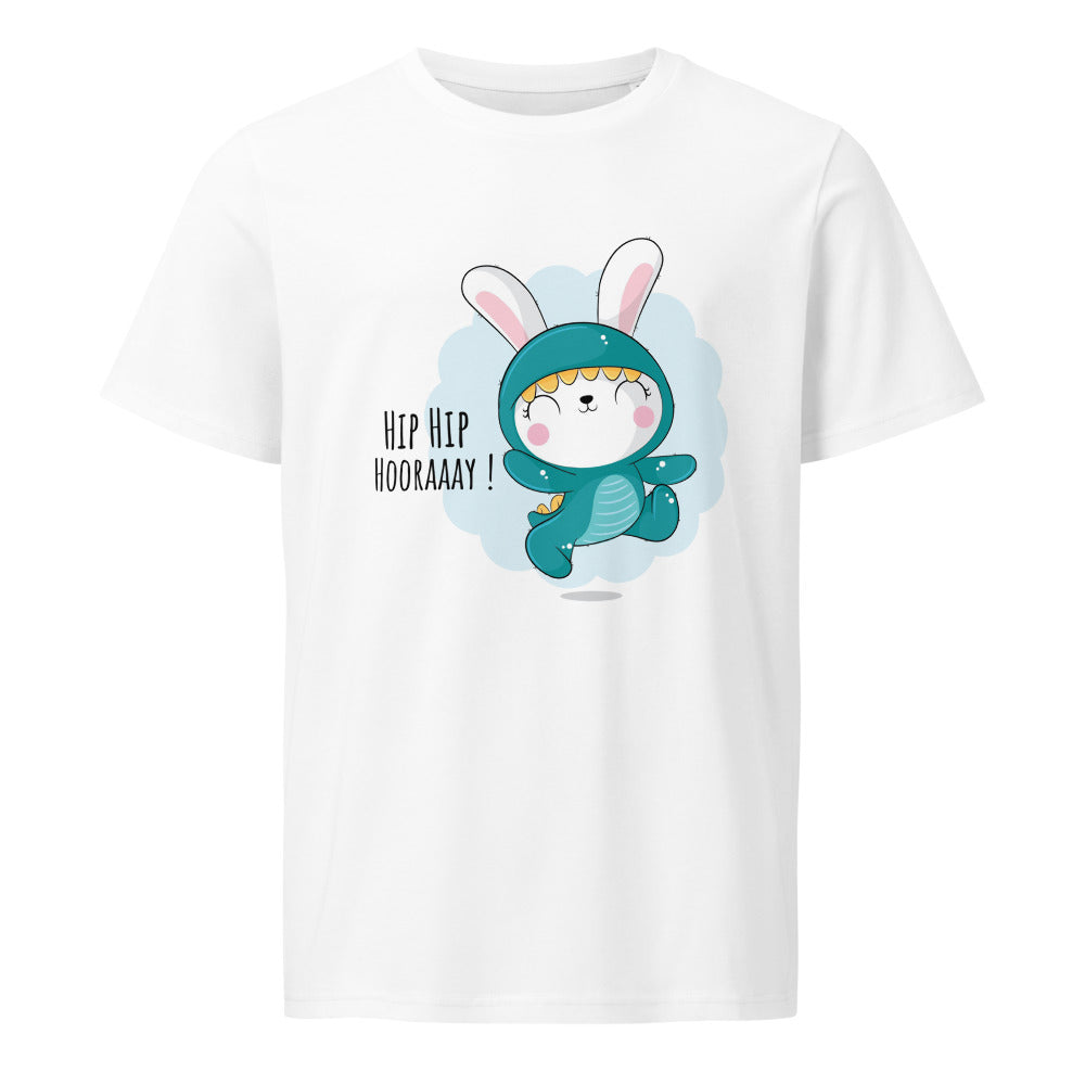 Green rabbit - HIP HIP HOORAAAY | Unisex Organic Mid-Light Crafter T-Shirt | Stanley/Stella SATU007