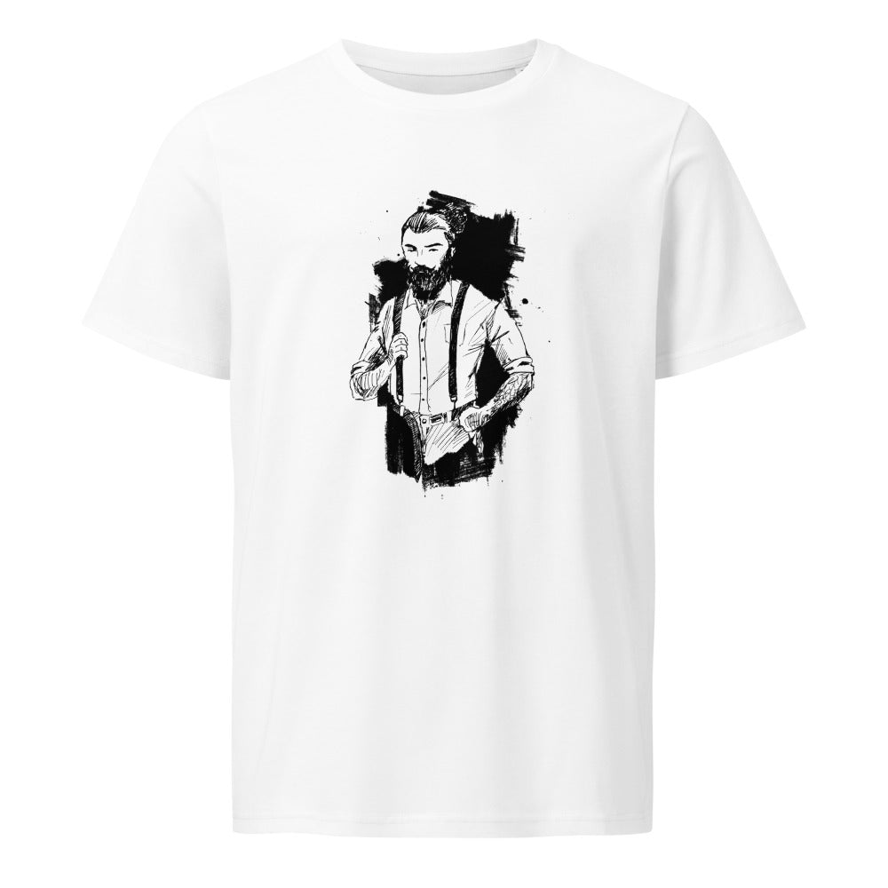 Black & White bearded man suit | Unisex Organic Mid-Light Crafter T-Shirt | Stanley/Stella SATU007