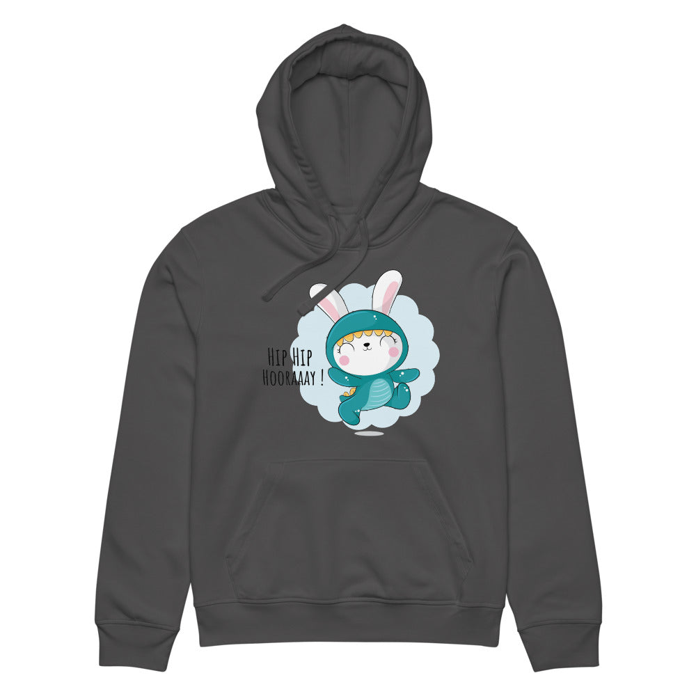 Green rabbit - HIP HIP HOORAAAY | Unisex Organic Mid-Weight Drummer 2.0 Hoodie | Stanley/Stella SASU009