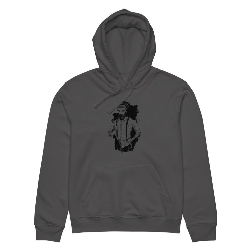 Black & White bearded man suit | Unisex Organic Mid-Weight Drummer 2.0 Hoodie | Stanley/Stella SASU009