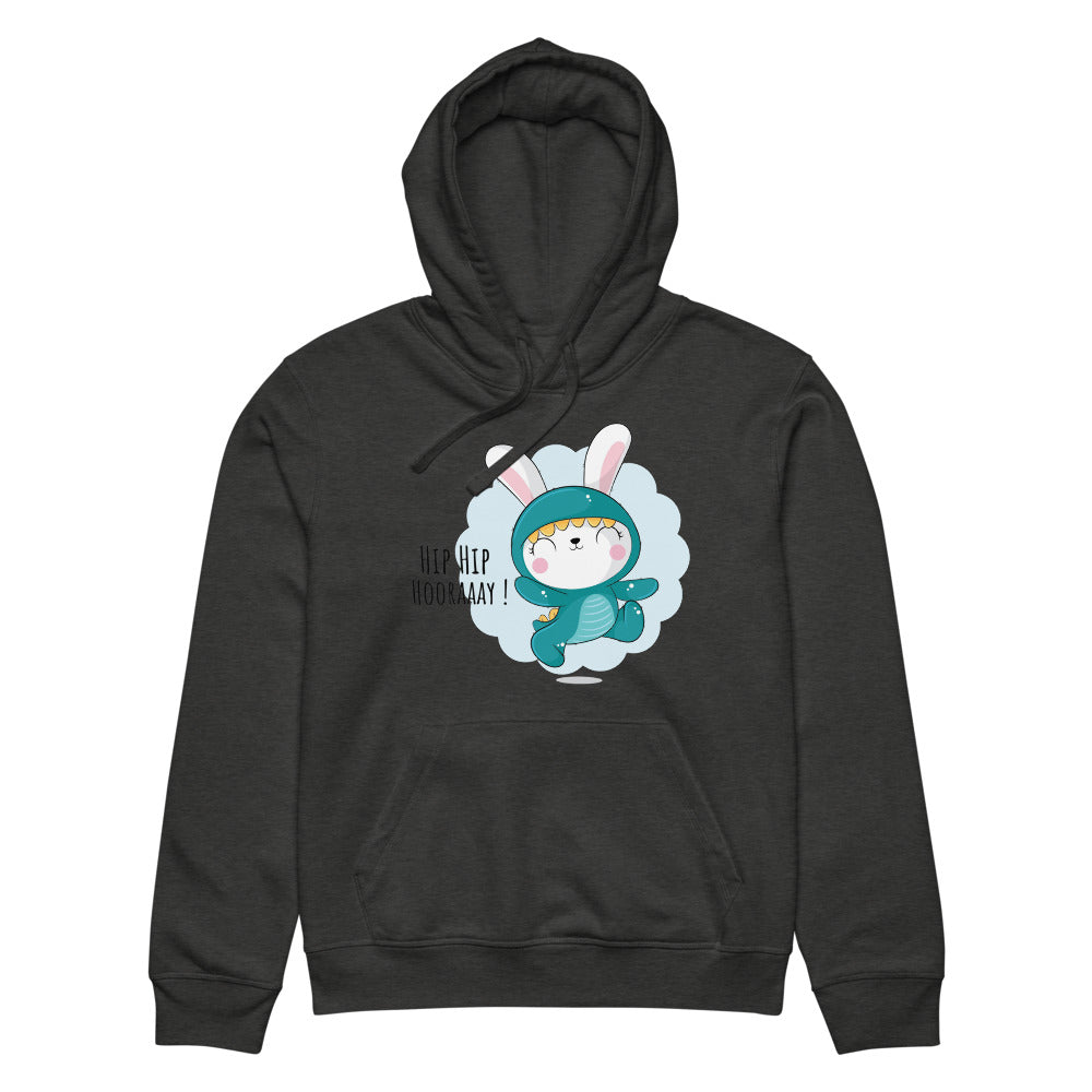 Green rabbit - HIP HIP HOORAAAY | Unisex Organic Mid-Weight Drummer 2.0 Hoodie | Stanley/Stella SASU009