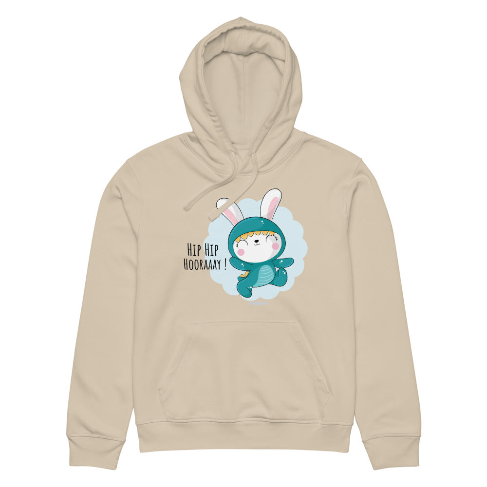 Green rabbit - HIP HIP HOORAAAY | Unisex Organic Mid-Weight Drummer 2.0 Hoodie | Stanley/Stella SASU009
