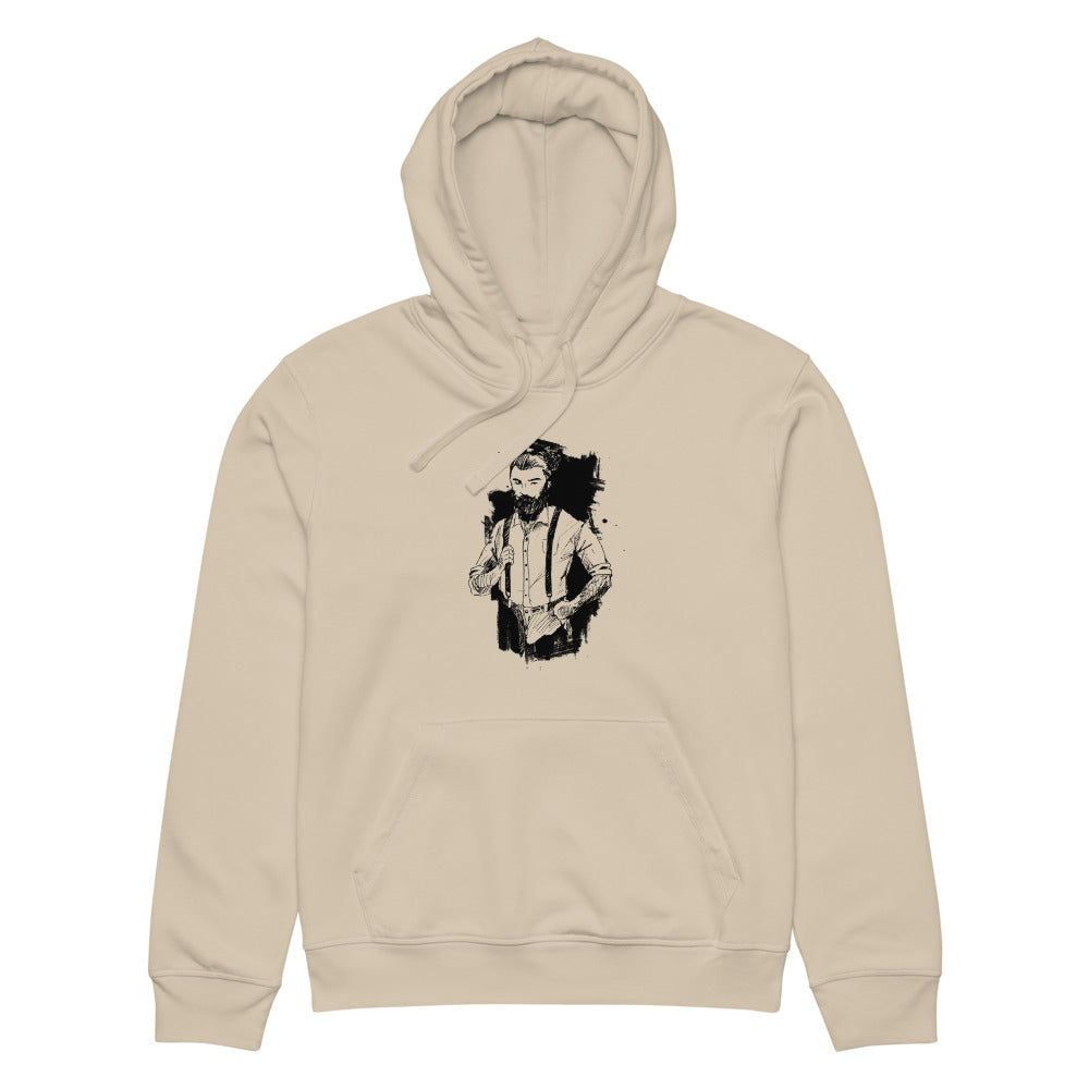 Black & White bearded man suit | Unisex Organic Mid-Weight Drummer 2.0 Hoodie | Stanley/Stella SASU009