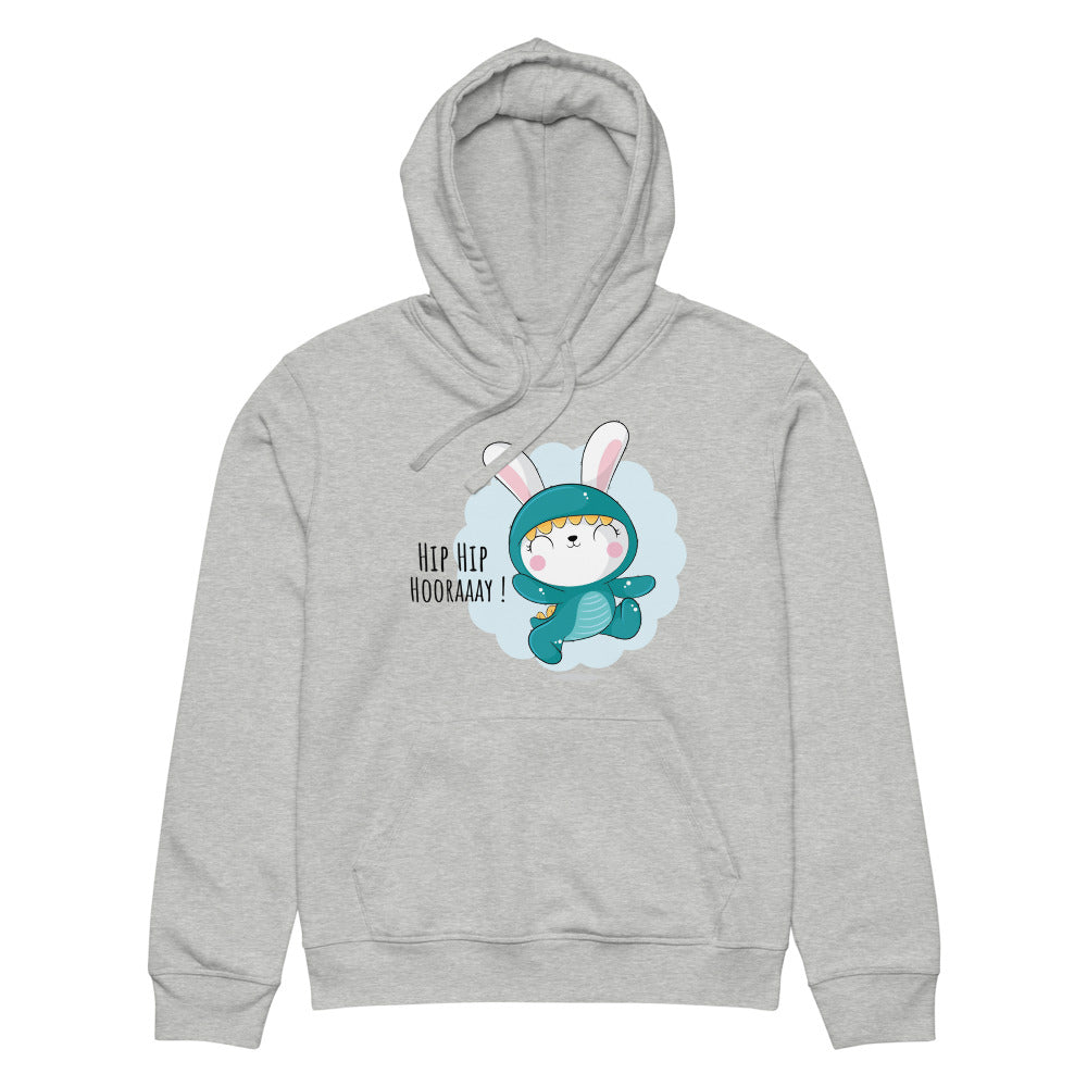 Green rabbit - HIP HIP HOORAAAY | Unisex Organic Mid-Weight Drummer 2.0 Hoodie | Stanley/Stella SASU009