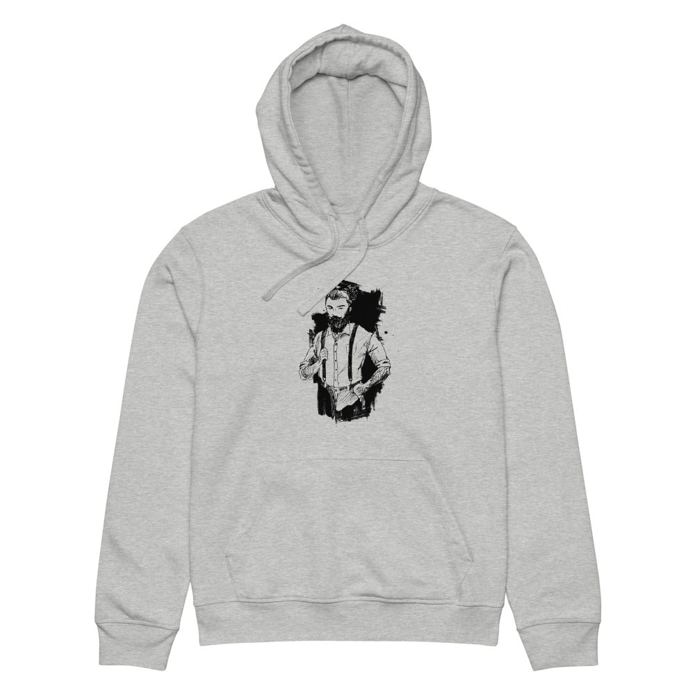 Black & White bearded man suit | Unisex Organic Mid-Weight Drummer 2.0 Hoodie | Stanley/Stella SASU009