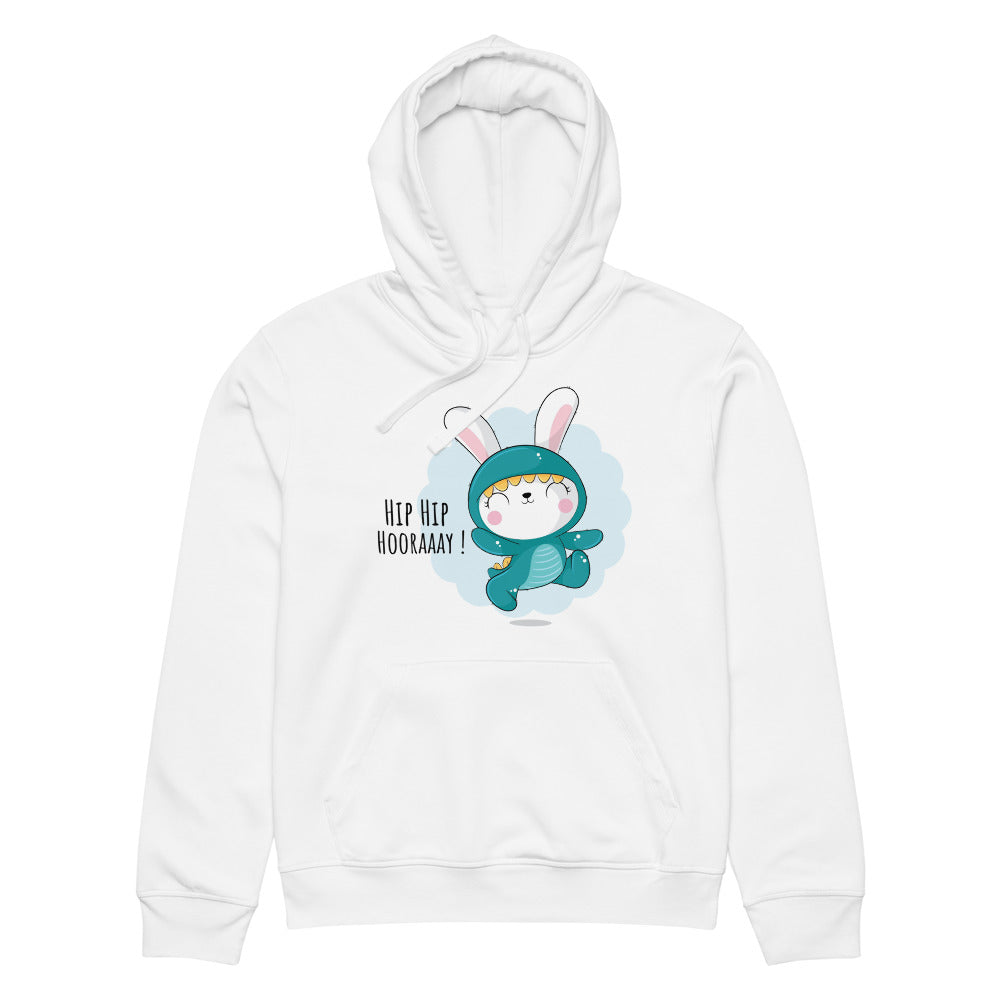 Green rabbit - HIP HIP HOORAAAY | Unisex Organic Mid-Weight Drummer 2.0 Hoodie | Stanley/Stella SASU009