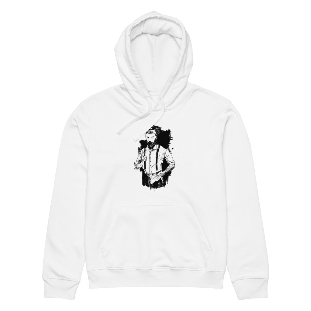 Black & White bearded man suit | Unisex Organic Mid-Weight Drummer 2.0 Hoodie | Stanley/Stella SASU009