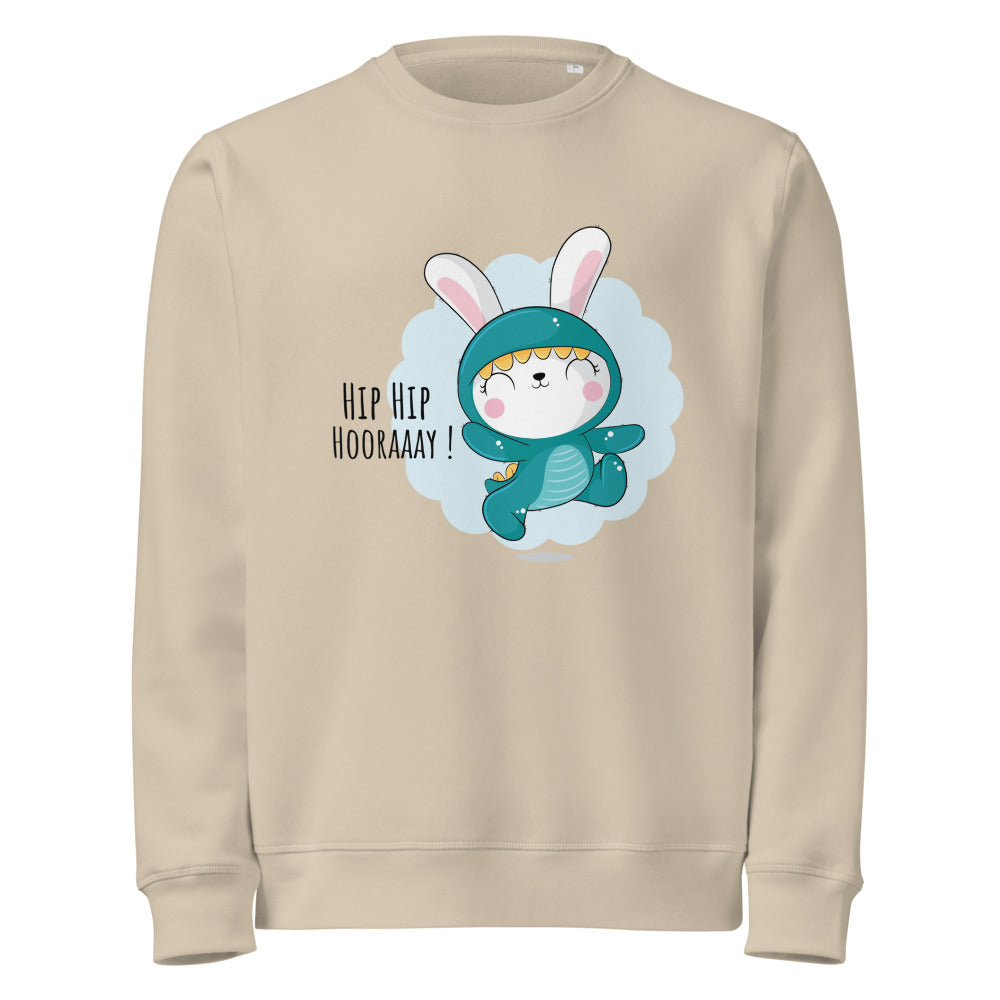 Green rabbit - HIP HIP HOORAAAY | Unisex Organic Mid-Weight Roller Sweatshirt | Stanley/Stella SASU010