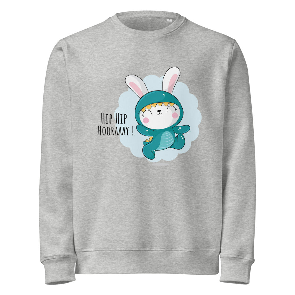 Green rabbit - HIP HIP HOORAAAY | Unisex Organic Mid-Weight Roller Sweatshirt | Stanley/Stella SASU010
