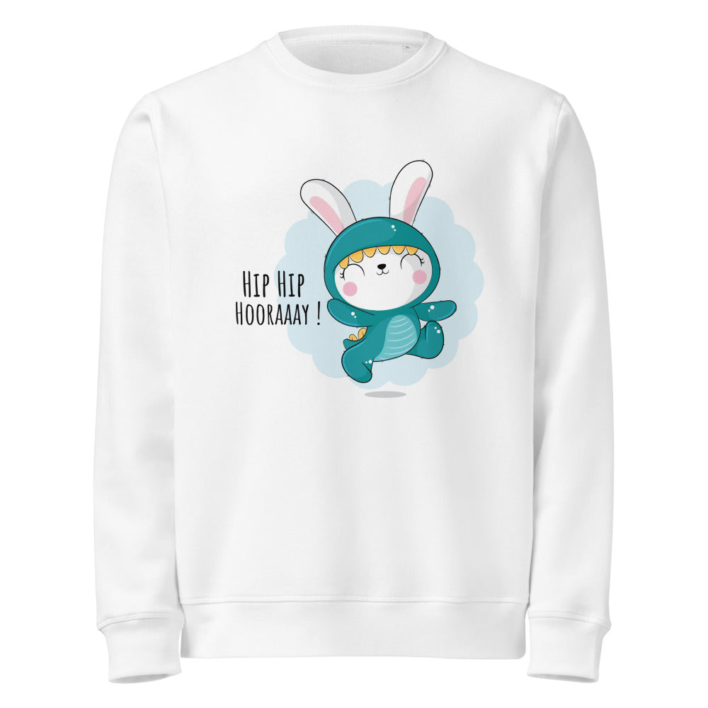 Green rabbit - HIP HIP HOORAAAY | Unisex Organic Mid-Weight Roller Sweatshirt | Stanley/Stella SASU010