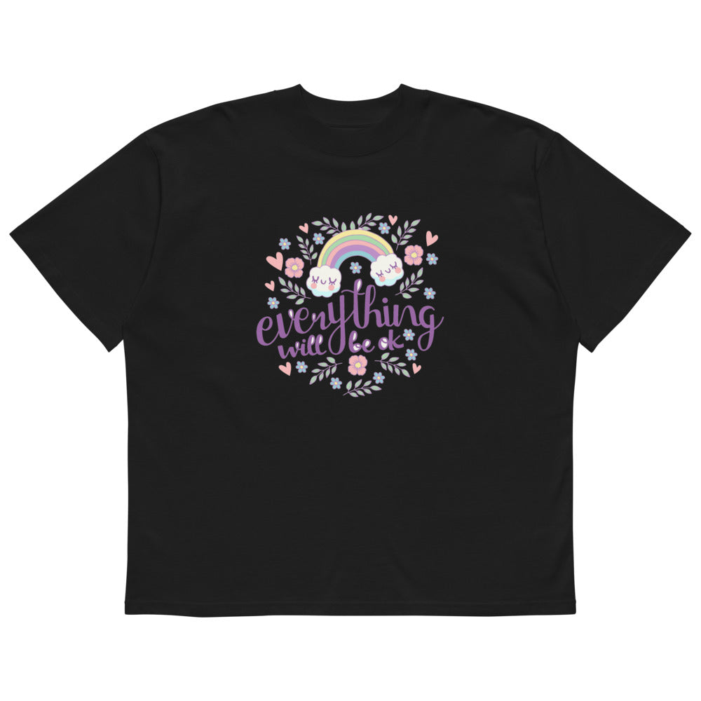 Rainbow - Everything will be ok | Unisex Organic Oversized High Neck Blaster 2.0 T-Shirt | Stanley/Stella SATU020