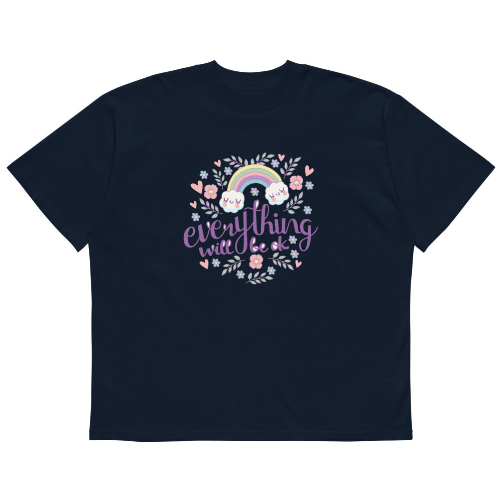 Rainbow - Everything will be ok | Unisex Organic Oversized High Neck Blaster 2.0 T-Shirt | Stanley/Stella SATU020