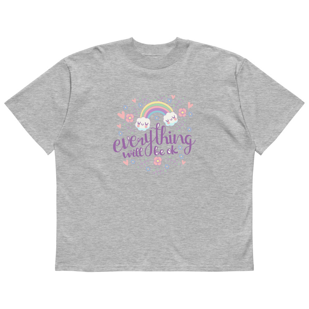 Rainbow - Everything will be ok | Unisex Organic Oversized High Neck Blaster 2.0 T-Shirt | Stanley/Stella SATU020