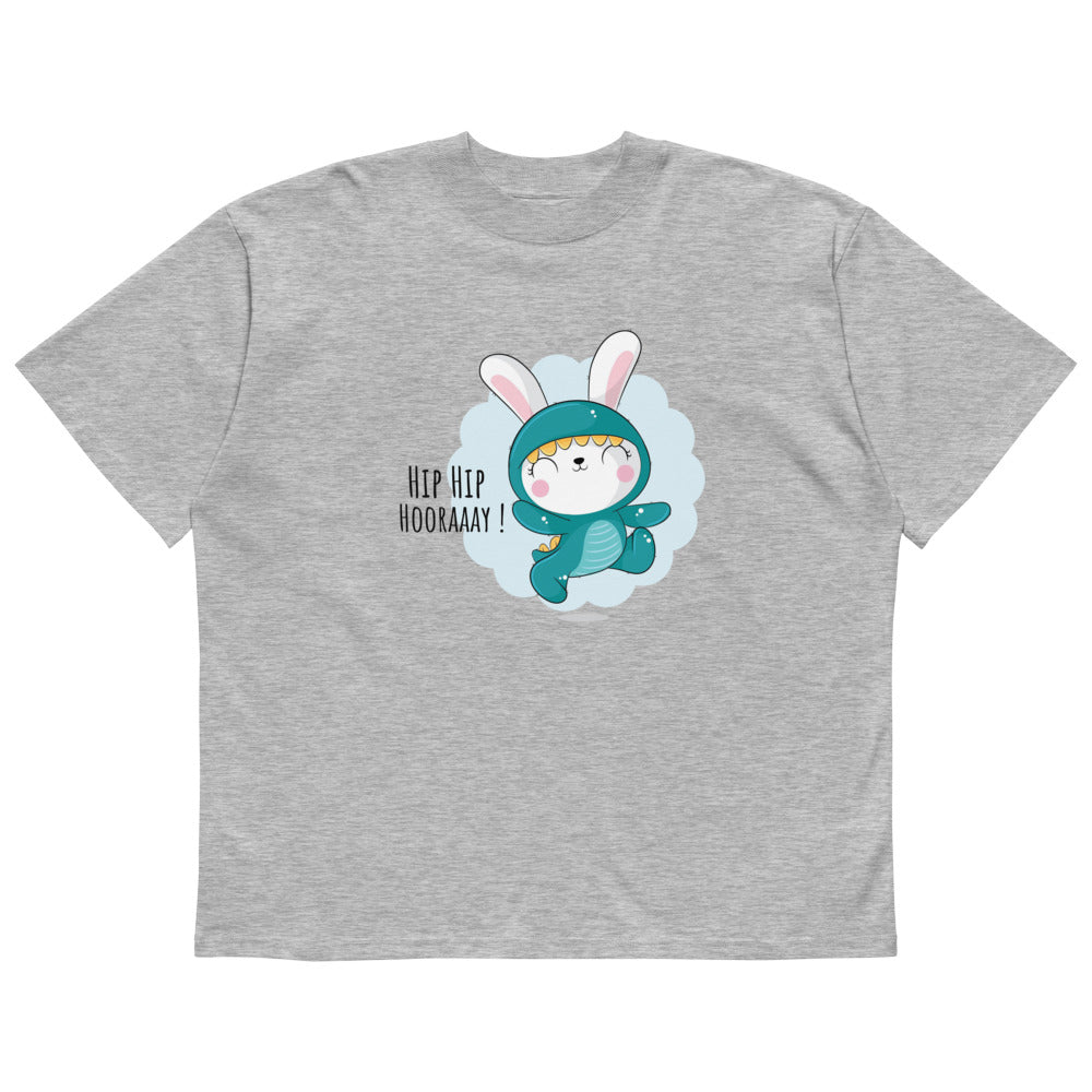 Green rabbit - HIP HIP HOORAAAY | Unisex Organic Oversized High Neck Blaster 2.0 T-Shirt | Stanley/Stella SATU020